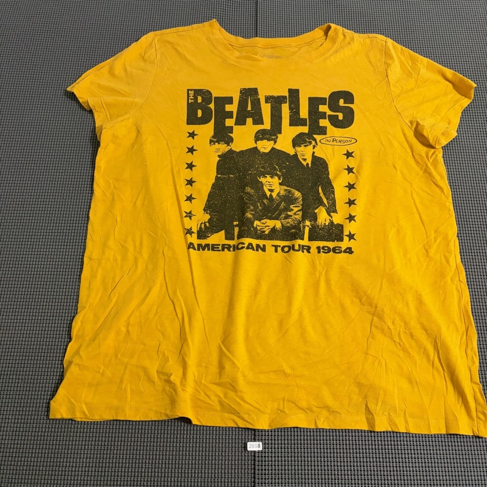 The Beatles American Tour 1964 Graphic T-Shirt Yellow Size Estimated